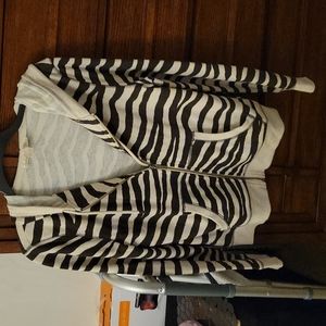 Michael Kors Black and White Striped Zip Hoodie